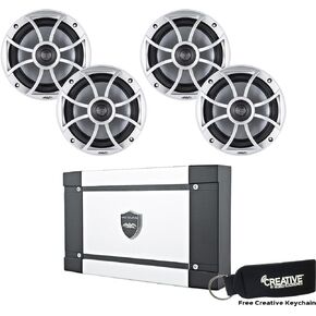 wet sounds Marine Speaker Package: HT-2 300 Watts x 2 Amplifier, Two Pairs of XS-65i-S 6.5" 60 Watt RMS Speakers