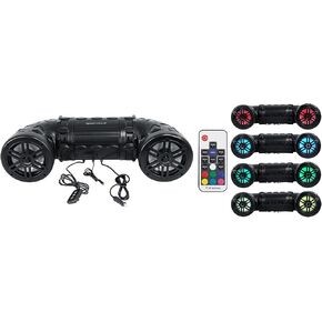 Rockville RATV80L V2 Bluetooth ATV/UTV Speaker System, 600W, Dual 8 Woofers, LED Lighting, Waterproof, Wired Remote, Heavy-Duty Mounting, Perfect for Off-Road, Snowmobiles, and Marine Use