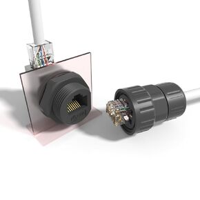 Aohua IP68 مقرن RJ45 مقاوم للماء (3 عبوات)-موصل إيثرنت محمي للوحة لكابلات LAN CAT5/CAT6/CAT7 (AH-RJ45-08Z01132)