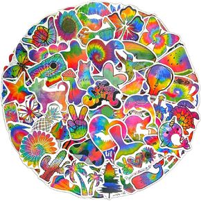 Rainbow Graffiti Stickers - 100 Pcs Waterproof Vinyl Psychedelic Hippie Stickers for Water Bottle, Laptop, Phone Case - Groovy Colorful Trippy Stickers for Kids, Teens & Adults