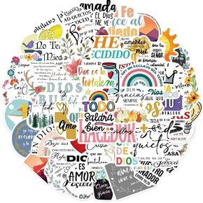 50Pcs Spanish Bible Aesthetic Stickers Decals, Teachers Religious Bible Sticker Pack, Bible Journaling Supplies,Christian Stickers for Water Bottle, Laptop, Scrapbook, Journaling Supplies (Spain)