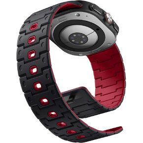Watchband Compatible with Samsung Galaxy Watch Ultra Bands 47mm for Women, Silicone Strong Magnet Wristbands Adjustable Sport Strap for Galaxy Watch Ultra Bands for Man, Black Orange