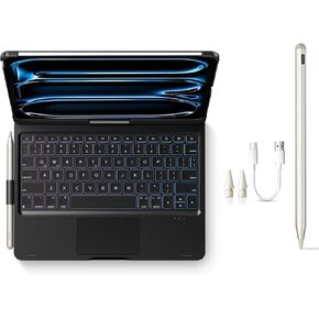 Stylus Pen + Swivel Keyboard Case for 2024 iPad Pro 11 inch M4