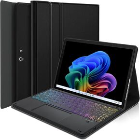 Touchpad Keyboard Case for 13 Inch Microsoft Surface Pro 11/10 /9, LDSOYIA Rainbow Backlit Wireless Trackpad Keyboard PU Cover Case for Surface 11th Edition AI 2024/Pro 10/Pro 9 5G