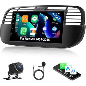 [4+64G] 8-Core Android Car Stereo for Fiat 500 2007-2015 with Wireless Carplay&Android Auto,7 Inch Car Radio with Mirror Link Bluetooth FM/RDS Radio WiFi GPS SWC Dual USB+AHD Backup Camera
