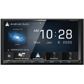 Kenwood DMX9707S 6.95 بوصة شاشة تعمل باللمس وستيريو السيارة والسيارات السلكية واللاسلكية و Android Auto و Bluetooth و AM/FM ، مشغل MP3 ، منفذ USB ، Double DIN ، 13 النطاق ، Siriusxm