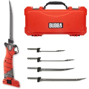Bubba Pro Series Lithium-Ion Electric Fillet Knife with Non-Slip Grip Handle, 4 Ti-Nitride S.S. Coated Non-Stick Reciprocating Blades, Charger and Case for Fishing