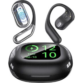 AI Real Time Translation Earbuds,3-in-1 Translator Earbuds 144 Languages and Accents, Bluetooth 5.4 Headphones,OWS LCD Touch Screen Real-Time Earphones Fit for Travel Business Learning, Silver