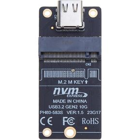 M.2 to Type-C SSD Adapter SSD Board M.2 to USB3.1 10Gbps Adapter for M.2 NVME SSD JMS583 for 2230-2280 SSD