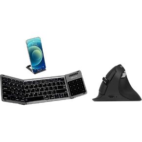 DeLUX Wireless Foldable Mini Keyboard and Ergonomic Vertical Mouse Combo