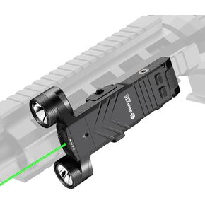 Brinyte XP22pro 1600 Lumen Tactical Flashlight with Green Beam Combo, Low Profile Compact Weaponlight Picatinny Rail Mounted with Momentary Strobe, Magnetic Rechargeable, Black