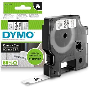 Dymo S0720530 White Tape Black Print, 1 Roll Per Carton, Priced Per Roll