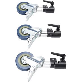 Yunseity 3 Pack Professional Swivel Caster Wheel Set, 360° Rotation Photography Light Stand Wheels with Brake for Photo Studio Video Shootings, for 25mm Light Stands