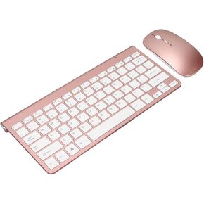 Keyboard Mouse Set, 2.4G, 78 Keys, USB Thin Etched keycaps, Mute, Ergonomic Design, QWERTY, for PC, Laptop(Rose Gold)