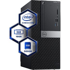 Dell Optiplex 7070 Tower Desktop Computer | Hexa Core Intel i5 (3.2) | 16GB DDR4 RAM | 500GB SSD Solid State | Windows 11 Professional | Home or Office PC (Renewed)