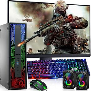 HP G2 RGB Gaming Desktop PC – Intel i5 6th Gen Processor – 16GB Ram – 1TB SSD – NVIDIA GeForce GTX 1050 Ti DDR5 – 24 inch Monitor – Wi-Fi – Windows 11 Pro – Computer Tower for PC Gamer (Renewed)