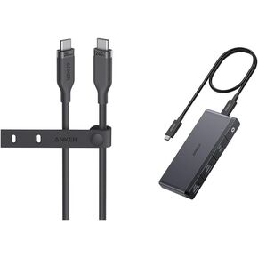Anker USB4 Gen 2 Cable, 20 Gbps Data Transfer, 4K HD Display, 3 ft Bio-Based 240W Charging USB C to USB C Cable&Anker 556 USB-C Hub (USB4, 8-in-1) with 1.6ft USB4 Cable