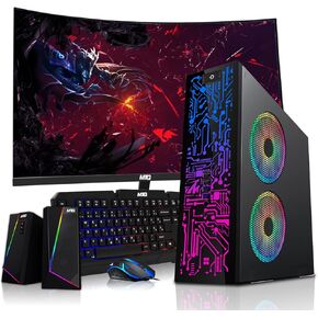 HP G2 Desktop Computer PC, Intel Core i3, 8GB RAM, 256GB SSD, 24 Inch Monitor, RGB Speaker, RGB Keyboard with AI-Enabled Copilot Key Mouse, 2X ARGB Fan, WiFi, Windows 11 Pro (Renewed)