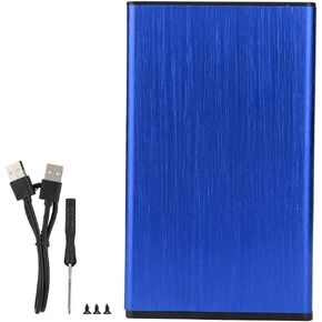 2.5inch USB2.0 Mobile Case,External Mobile Hard Disk Case Box,Aluminum Alloy Brushed Fit for 2TB SSD,Plug-and-Play, with LED Indicator(Blue )
