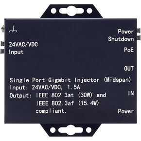 Gigabit PoE+ Injector 30W，24VAC / 24VDC Input，Standard PoE 48V Out Single Port Solar Boost High Power Over Ethernet Adapter, 10/100/1000Mbps，IEEE 802.3af/at Compliant, by LIFEPOE