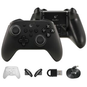 GuliKit KK3 Pro Wireless Controller for Switch/Switch OLED, Bluetooth Controller for PC/Steam Deck, Hall Joysticks/Trigger, 1000Hz Polling Rate, Maglev/Rotor/HD Vibration, Hyperlink Adapter (BLK)