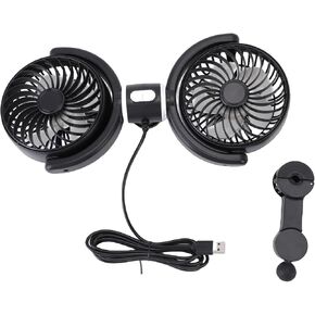 TOPINCN Dual Head Car Cooling Fan for Back Seat, USB Car Seat Headrest Fan 360 Degree Rotatable Electric Air Circulation Cooler That Blow Cold Air for SUV RV Truck