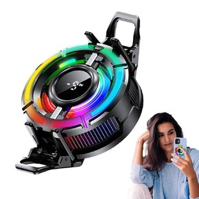 Phone Cooler - Portable RGB Cooler Fan for Cell Phone - Smart Temperature Control Cellphone Cooling Accessories for Record Video Vlog Live Streaming Game Play