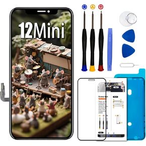 للحصول على iPhone 12 Mini Screen Replacement 5.4 Inch ، LCD Display Touch Screen Digitbly مع مجموعة أدوات الإصلاح ، متوافقة مع الطراز A2398 ، A2399 ، A2400