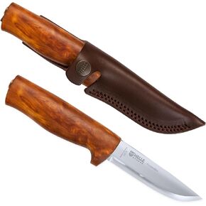 HELLE Knives - Hellefisk - Outdoor Multi Use Knife, Stainless Steel, Cork Handle, Fixed Blade With Sheath, Handcrafted Fishing Knife