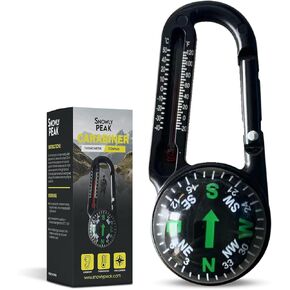 Mini Ball Compass Thermometer Keychain – Rugged Outdoor Tool for Hiking, Camping, Backpacking & Scouts – Lightweight Carabiner Design for Direction & Temperature Checks