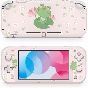 ZOOMHITSKINS Switch Lite Accessories, Compatible for Switch Lite Skin Pink, Cute Pink Frog Cartoon Animal, 3M Vinyl, Durable & Fit, Easy to Install, Made in The USA