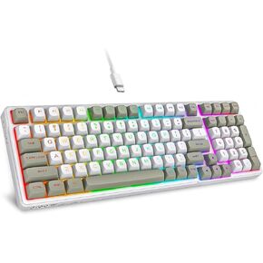 HUO JI Z-99 Wired Mechanical Keyboard, Creamy Sound, Hot Swappable Pre-lubed Linear Switches, Gasket Structure with Sound Dampening Foam, RGB Backlit, 99 Keys Custom Gaming Keyboard for PC/Mac,Gray