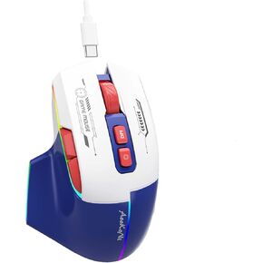 Wireless Gaming Mouse，Ergonomic Mouse with 5 Adjustable DPI up to 7200, 7 Programmable Keys, RGB Breathing Lights, Compatible with Laptop, Chromebook, PC, Desktop, Mac, Notebook (White)