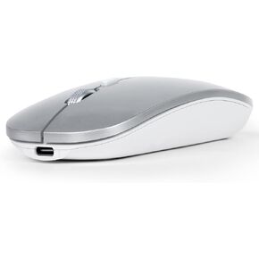 Wireless Mouse, Slim Rechargeable Silent Mouse,Bluetooth and 2.4G Wireless Computer Mice with 800-1200-1600 Adjustable DPI for Desktop/Laptop/Tablet-Silver