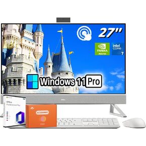 Dell Inspiron All in One Desktop PC, 27 Inch FHD Touch Screen, Core 7-150U, NVIDIA GeForce MX570A, 32GB RAM, 2TB SSD, Office Pro Lifetime License, Windows 11 Pro, with Accessories