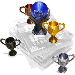 PS Trophy Statue Set, PlayStation 5 PSN Trophy Replica, Platinum, Gold, Silver, Bronze, Black, 3D Printed