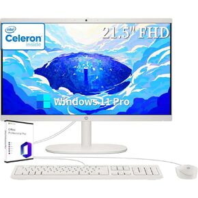 HP 21.5 Inch All-in-One Desktop Computer, Office Pro Lifetime & Win 11 Pro, Intel Celeron J4025 Processor, FHD Anti-Glare Display, 16 GB RAM, 1 TB SSD, Webcam, Wi-Fi 6,HDMI, Wired Keyboard & Mouse