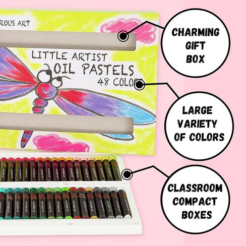 Oil pastels for artists - 48 soft pastels for artists - oil pastel set - oil pastels for kids - pastels art set - portfolio oil pastels professional - pastels art supplies for kids - pastel kit in Saudi Arabia