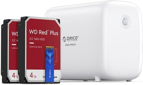 Orico Datamatrix 9TB حل التخزين الهجين ، 1 تيرابايت SSD لعملية البيانات + 8TB HDD للنسخ الاحتياطي للبيانات ، 1GBE ، 10 جيجابت في الثانية USB C & USB A ، All-In-One Hub ، DM102 in Kuwait