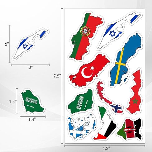 Pack 50 Pcs World Country Flags Stickers for Water Bottles Funny Laptop Cups Luggage Scrapbooking Suitcase Teens Girls Boys Adults Waterproof Aesthetic Sticker Small Vinyl Decals in Kuwait