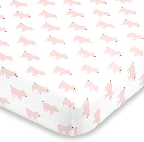 NoJo Super Soft Pink & White Purrdy Kitty Cat Fitted Mini Crib Sheet, Pink, White , 38x5x24 Inch (Pack of 1) in Saudi Arabia