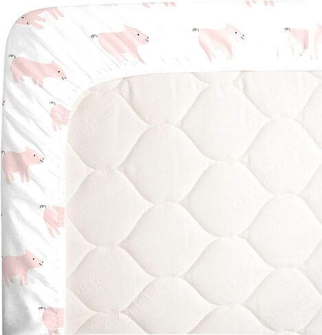 NoJo Super Soft Pink & White Purrdy Kitty Cat Fitted Mini Crib Sheet, Pink, White , 38x5x24 Inch (Pack of 1) in Saudi Arabia
