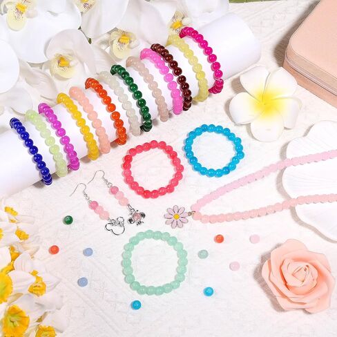 shynek 2100 Pieces 8mm Round Glass Beads for Bracelets, 84 Colors Crystal Glass Beads for Jewelry Making and DIY Crafts in Kuwait