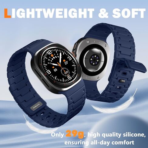Watchband Compatible with Samsung Galaxy Watch Ultra Bands 47mm for Women, Silicone Strong Magnet Wristbands Adjustable Sport Strap for Galaxy Watch Ultra Bands for Man, Black Orange in Saudi Arabia