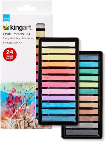 KINGART 175-24 Soft Chalk Pastels, 24 Assorted Colors, Square Charcoal, Drawing Media for All Artist in Saudi Arabia