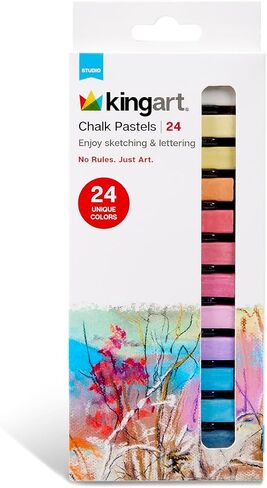 KINGART 175-24 Soft Chalk Pastels, 24 Assorted Colors, Square Charcoal, Drawing Media for All Artist in Saudi Arabia