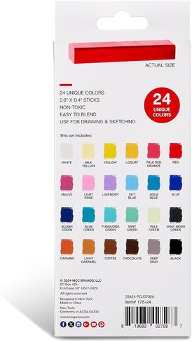 KINGART 175-24 Soft Chalk Pastels, 24 Assorted Colors, Square Charcoal, Drawing Media for All Artist in Saudi Arabia