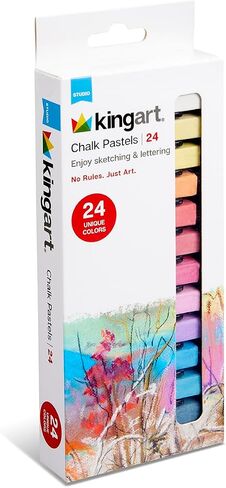 KINGART 175-24 Soft Chalk Pastels, 24 Assorted Colors, Square Charcoal, Drawing Media for All Artist in Saudi Arabia