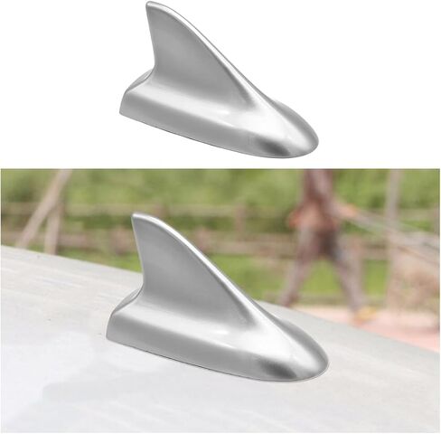 Car Shark Fin Antenna, Top Mounted Vehicle Dummy Roof Aerial, Automotive AM FM Radio Signal Roof Cover Base Replacement Decoration Accessories, Universal for SUV, Sedan, Truck(Silver) in Saudi Arabia