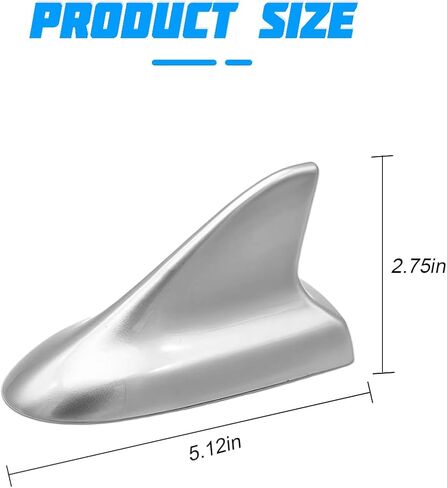 Car Shark Fin Antenna, Top Mounted Vehicle Dummy Roof Aerial, Automotive AM FM Radio Signal Roof Cover Base Replacement Decoration Accessories, Universal for SUV, Sedan, Truck(Silver) in Saudi Arabia